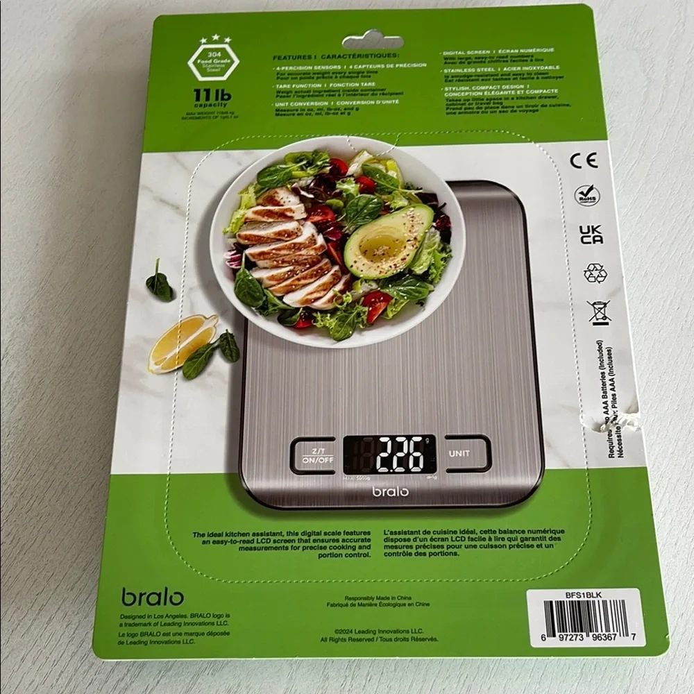 Digital Food Scale with Stainless Steel Platform, 11lb Capacity